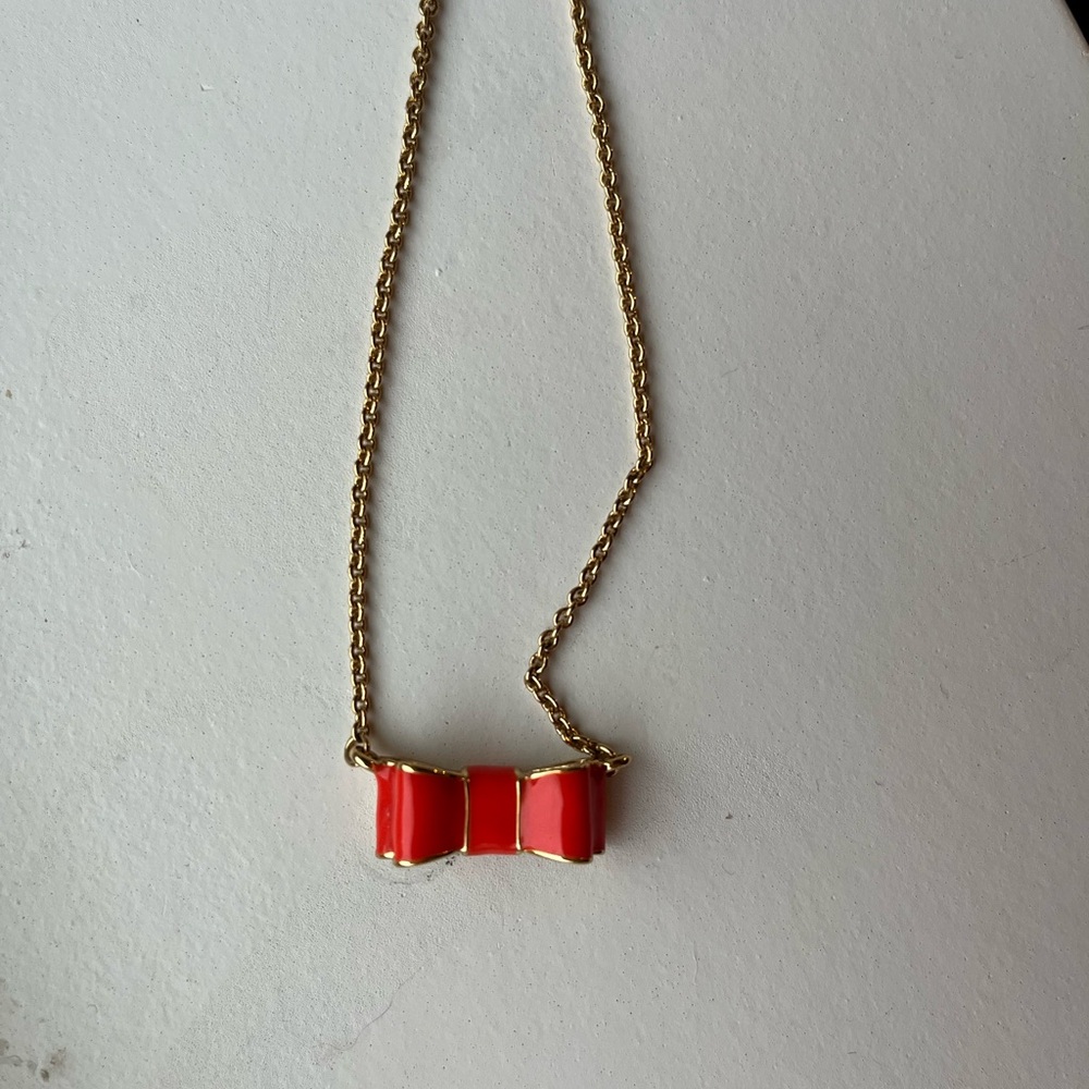 Kate Spade Gold and Red Bow Necklace - Picture 2 of 6